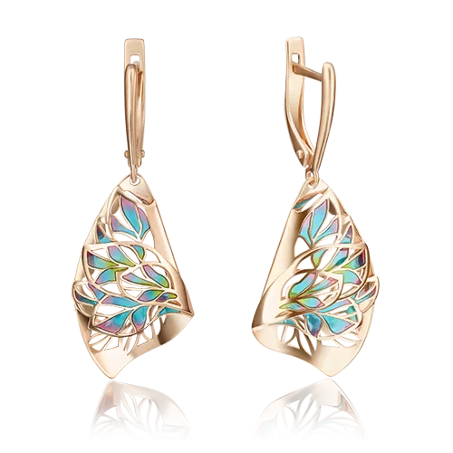 Серьги с английским замком из красного золота с эмалью 02-4024-00-000-1110-66