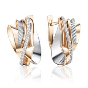 Серьги с английским замком из красного золота с фианитами 02-4040-00-401-1110-66