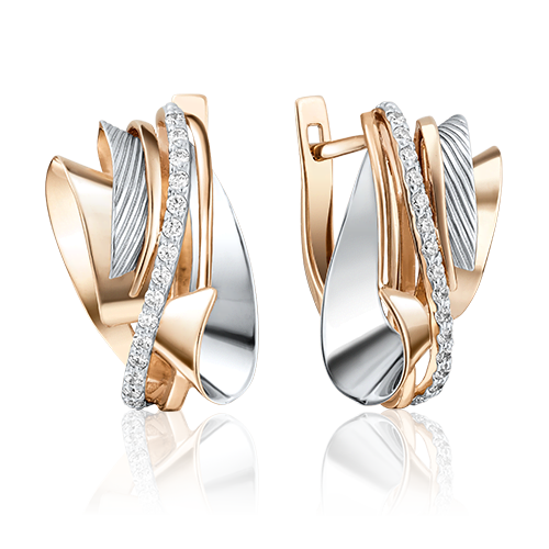 Серьги с английским замком из красного золота с фианитами 02-4040-00-401-1110-66