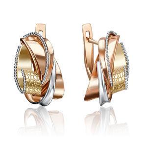 Серьги с английским замком из комбинированного золота 02-4073-00-000-1113-66