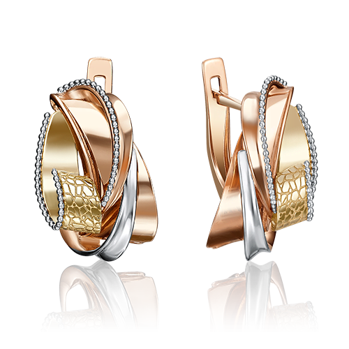 Серьги с английским замком из комбинированного золота 02-4073-00-000-1113-66