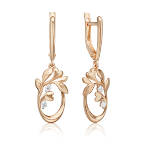 Серьги «Цветущее дерево» с английским замком из красного золота с фианитами 02-5411-00-401-1110