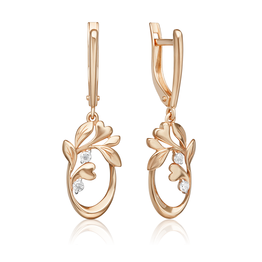 Серьги «Цветущее дерево» с английским замком из красного золота с фианитами 02-5411-00-401-1110