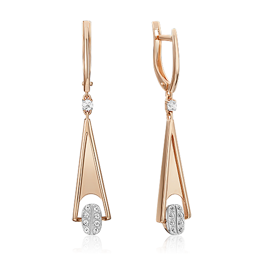 Серьги с английским замком из комбинированного золота с натуральными топазами white 02-4910-00-201-1111