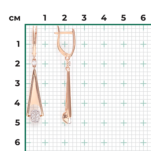 Серьги с английским замком из комбинированного золота с натуральными топазами white 02-4910-00-201-1111