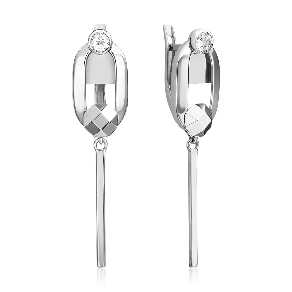 Серьги с английским замком из белого золота с натуральным топазом white 02-5049-00-201-1120