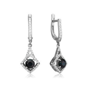 Серьги с английским замком из белого золота с сапфиром и бриллиантами 02-0867-00-105-1120-30