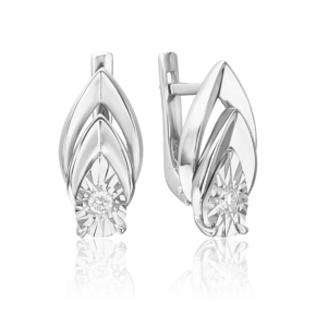 Серьги с английским замком из белого золота с бриллиантом 02-5251-00-101-1120