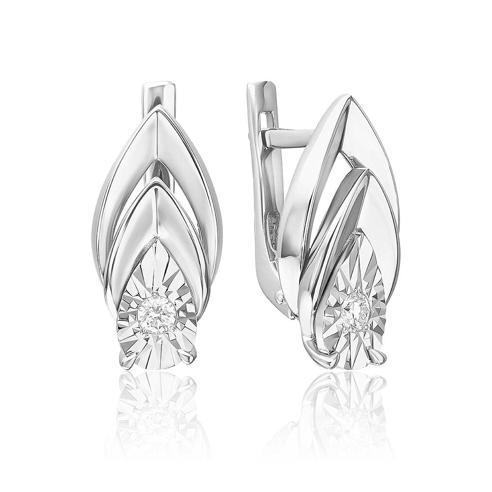 Серьги с английским замком из белого золота с бриллиантом 02-5251-00-101-1120