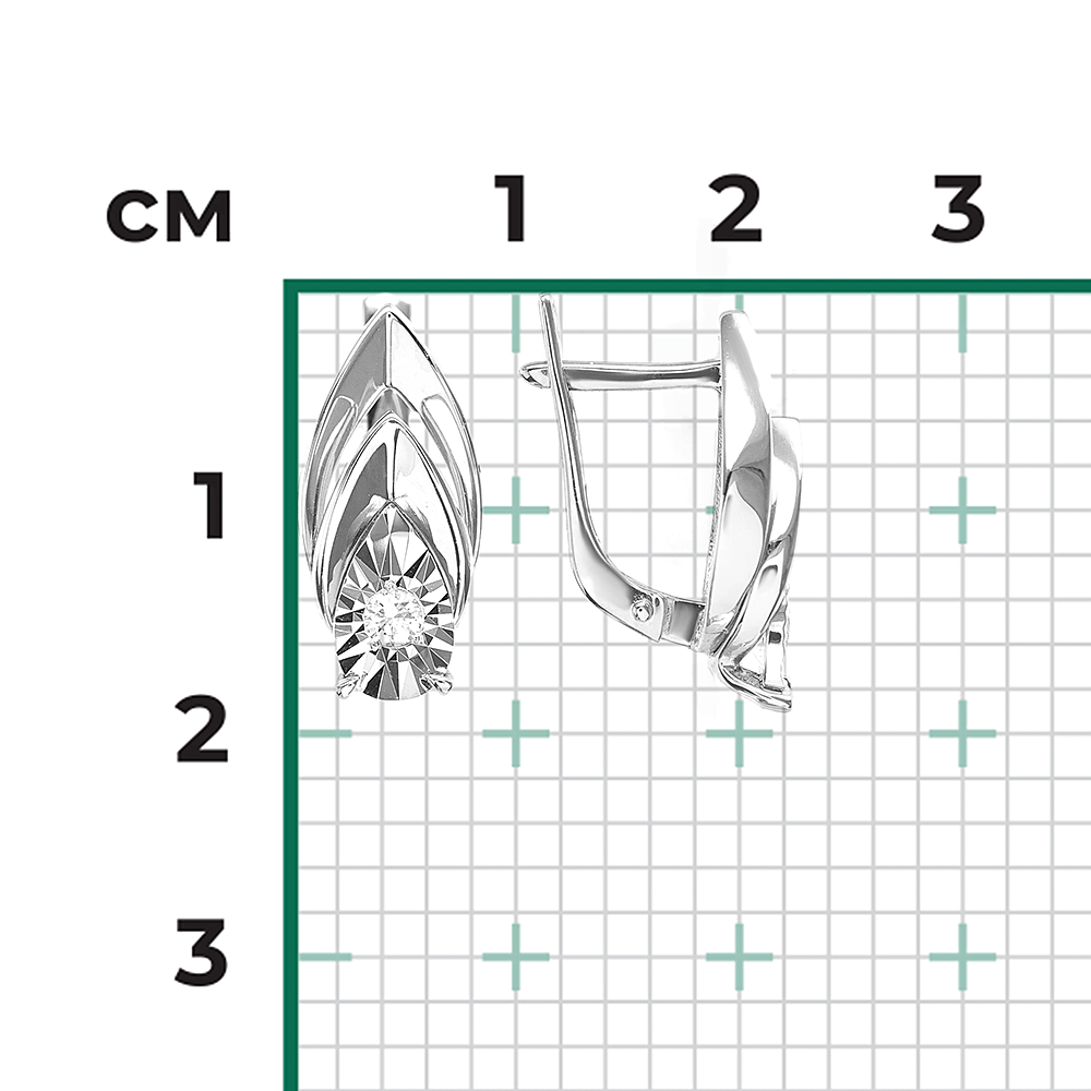 Серьги с английским замком из белого золота с бриллиантом 02-5251-00-101-1120