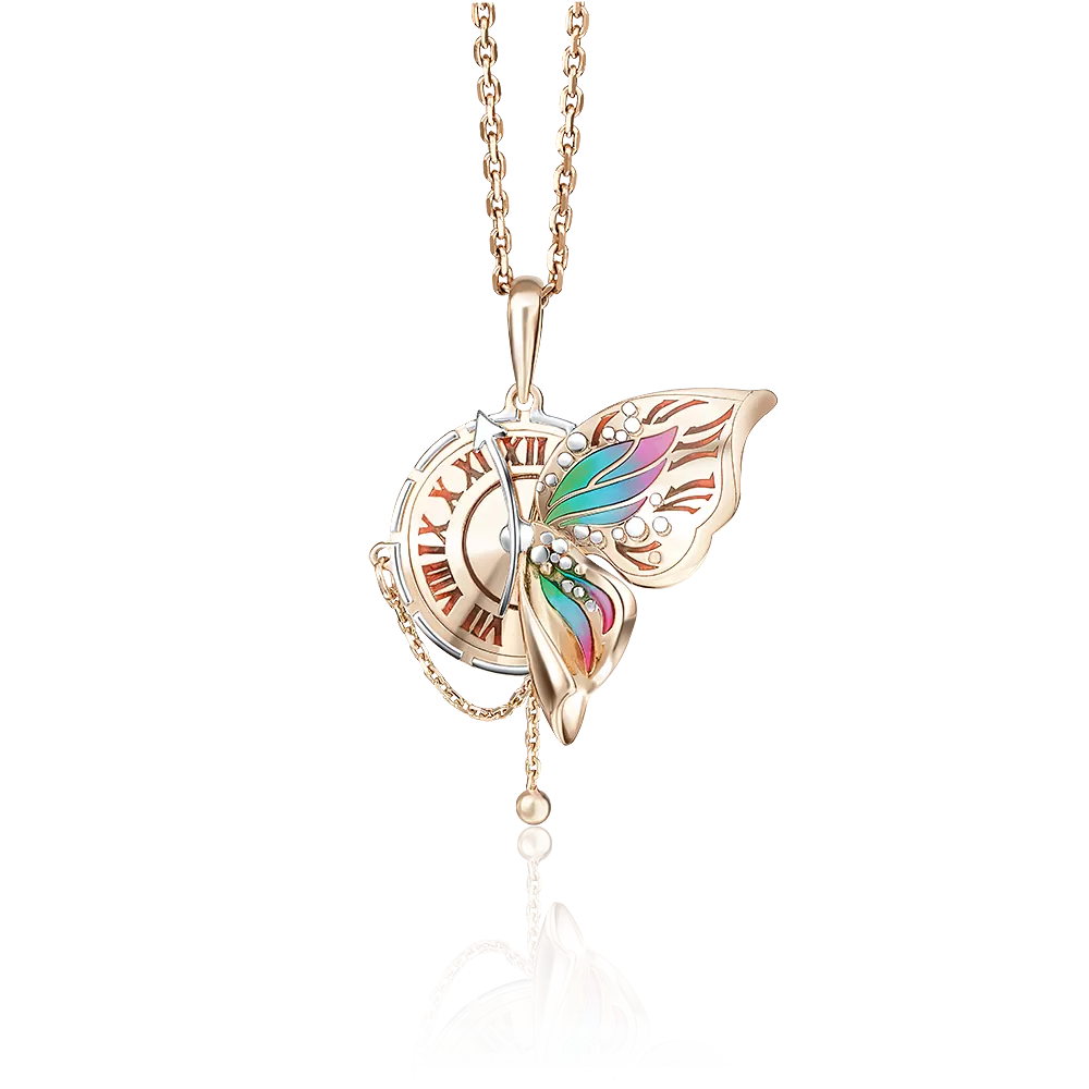 Подвеска «Непостоянство времени» из красного золота с эмалью 03-2768-00-000-1110-59