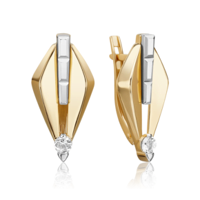 Серьги с английским замком из комбинированного золота с натуральным топазом white 02-5023-00-201-1121