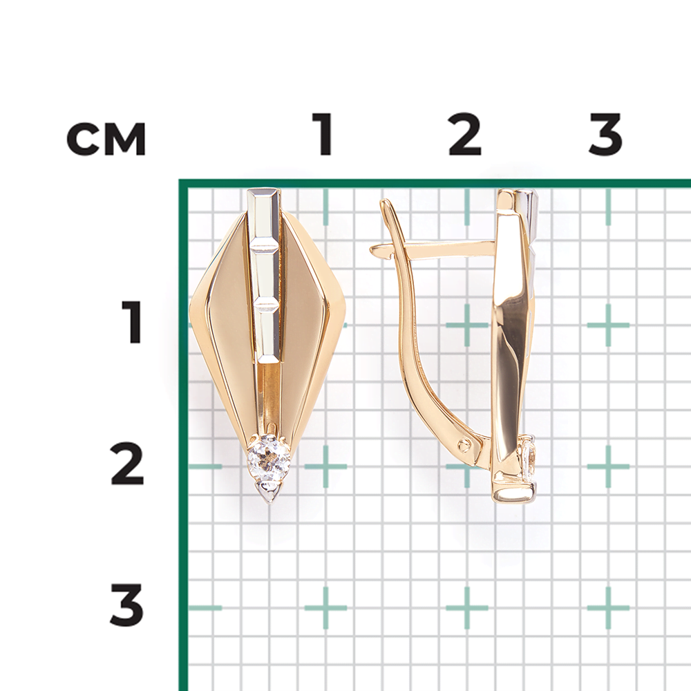 Серьги с английским замком из комбинированного золота с натуральным топазом white 02-5023-00-201-1121