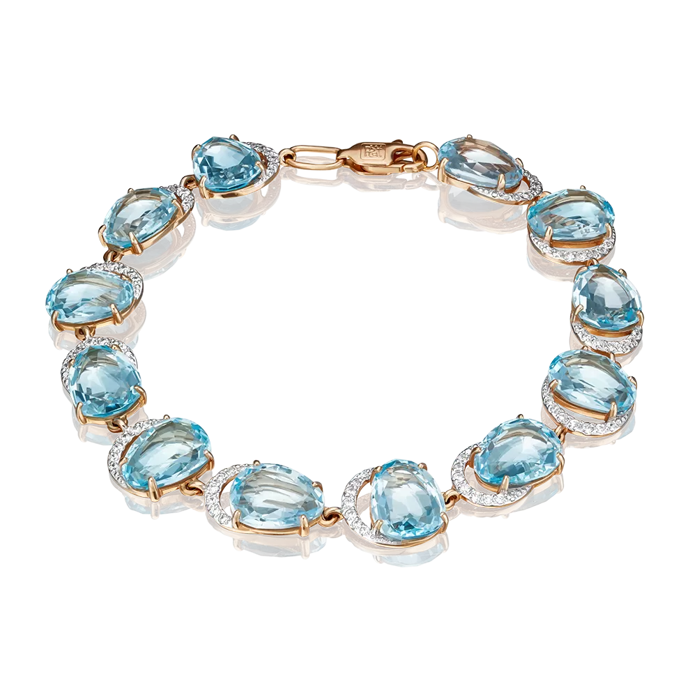 Браслет из красного золота с топазами и фианитами 05-0527-00-207-1110-46