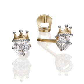 Серьги-пусеты «Короны» из лимонного золота с фианитом 02-4306-00-501-1130-38