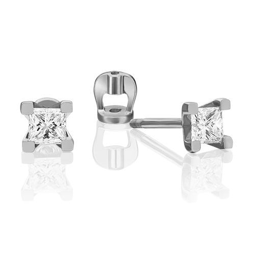 Серьги-пусеты из белого золота с фианитом 02-3821-00-401-1120