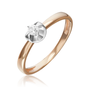 Кольцо из комбинированного золота с бриллиантом 01-5809-00-101-1111