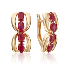 Серьги с английским замком из красного золота с рубинами 02-5473-00-104-1110