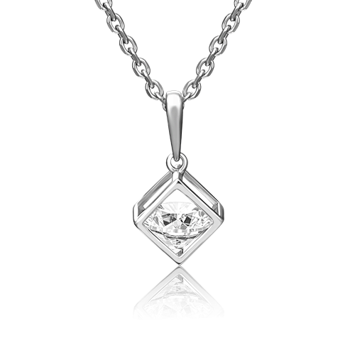 Подвеска из белого золота с фианитом 03-2972-00-401-1120