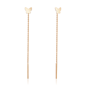 Серьги-цепочки «Бабочки» из красного золота 02-5574-00-000-1110