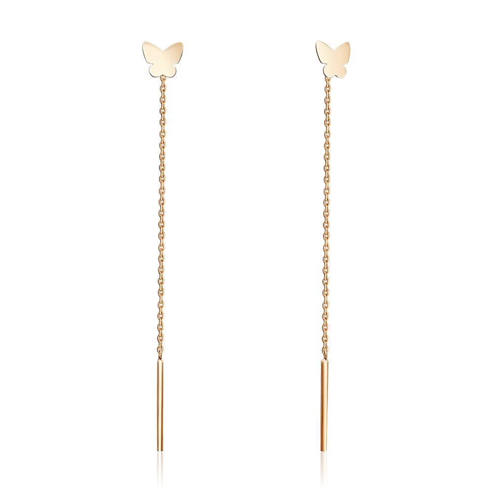 Серьги-продевки «Бабочки» из красного золота 02-5574-00-000-1110