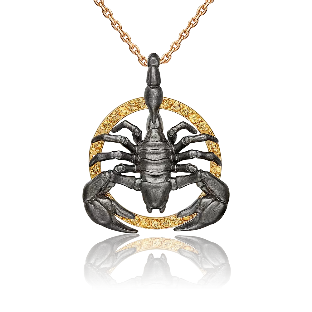 Подвеска «Скорпион» из комбинированного золота с цитринами 03-3490-00-206-1111