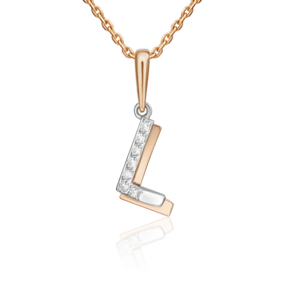 Подвеска «Буква L» из комбинированного золота с фианитами 03-3419-L-401-1111