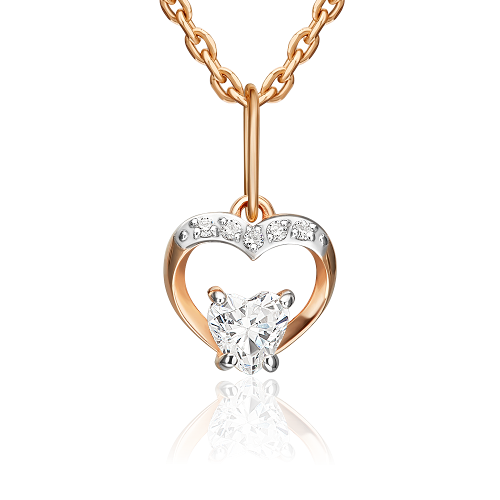 Подвеска «Сердце» из красного золота с фианитами 03-3704-00-401-1110