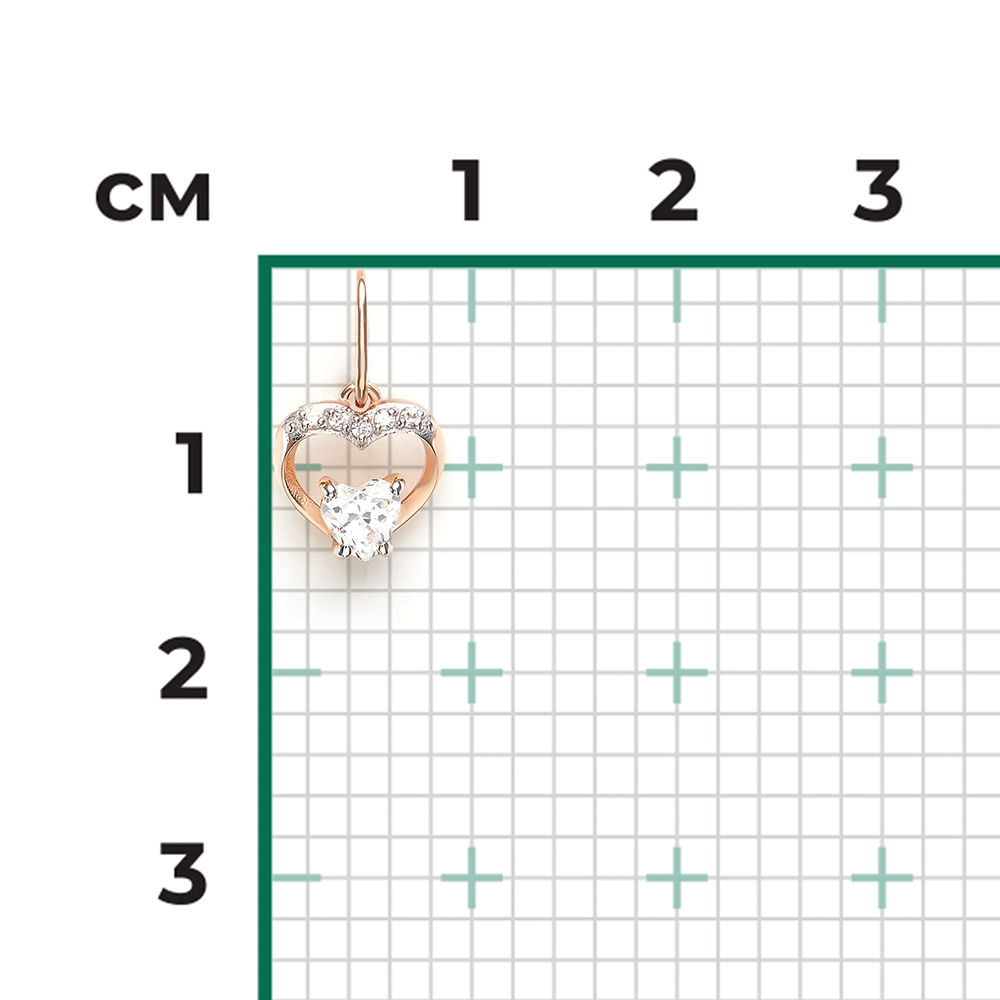 Подвеска «Сердце» из красного золота с фианитами 03-3704-00-401-1110