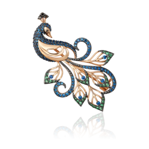 Брошь «Павлин» из красного золота с фианитами 04-0120-01-404-1110-53