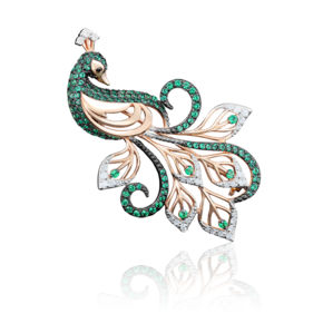 Брошь «Павлин» из красного золота с фианитами 04-0120-02-404-1110-52