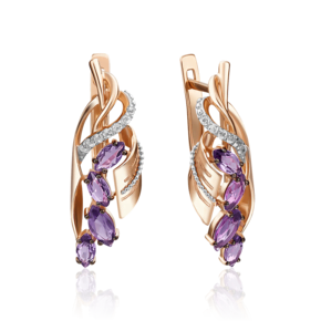 Серьги с английским замком из красного золота с аметистами и натуральными топазами white 02-4202-00-225-1110-57