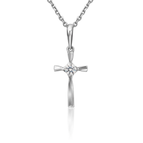 Декоративный крест из платины с бриллиантом 03-3091-00-101-2100-30