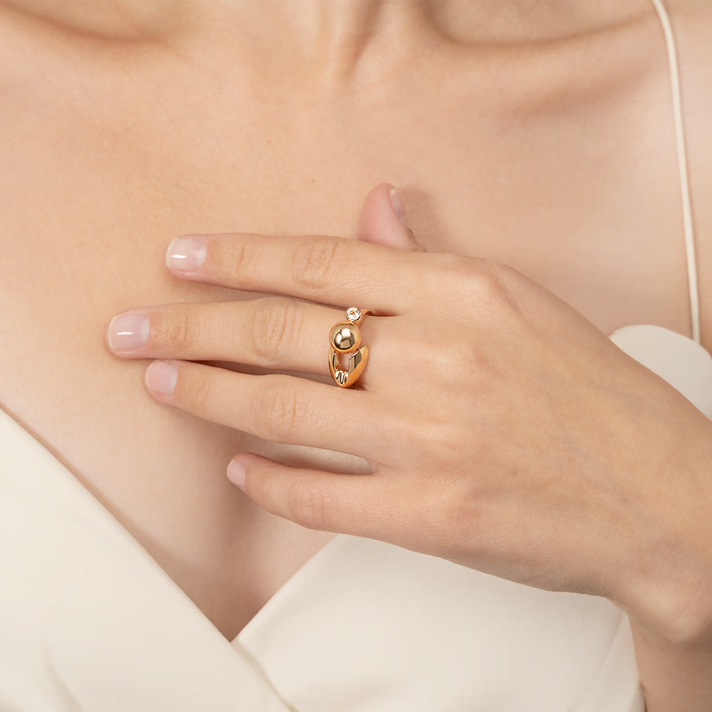 Кольцо «Стильная фантазия» из красного золота с натуральным топазом white 01-5513-00-201-1110