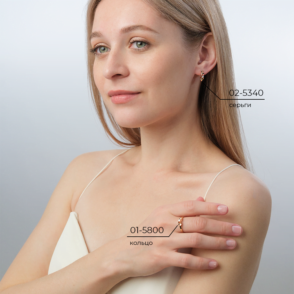 Серьги с английским замком из красного золота с бриллиантом 02-5340-00-101-1110