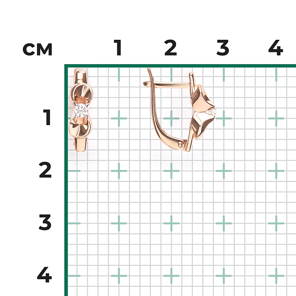 Серьги с английским замком из красного золота с бриллиантом 02-5340-00-101-1110