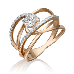 Кольцо из красного золота с фианитами 01-5286-00-501-1110-38