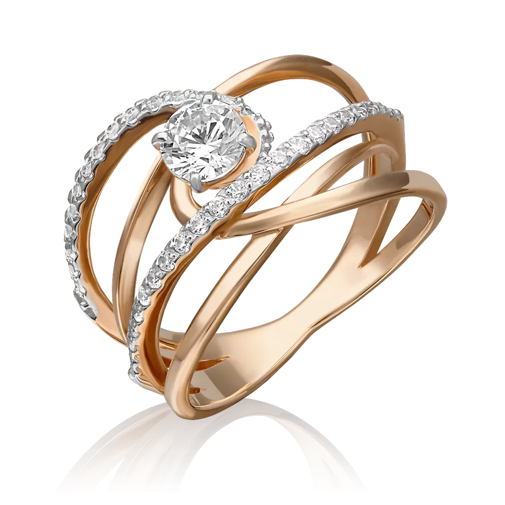 Кольцо из красного золота с фианитами 01-5286-00-501-1110-38