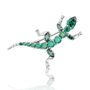 Брошь «Ящерица» из белого золота с фианитами 04-0104-00-504-1120-38