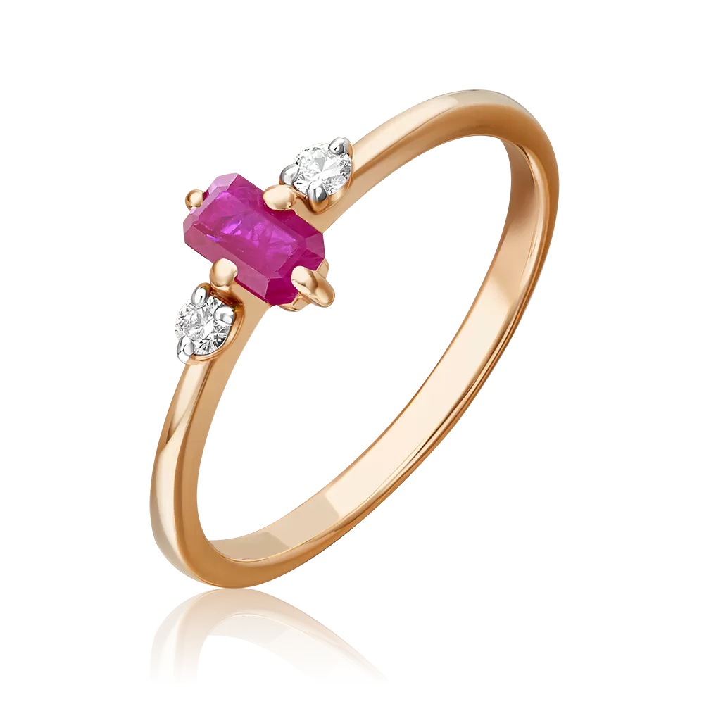 Кольцо из красного золота с рубином и бриллиантами 01-1532-00-107-1110-30