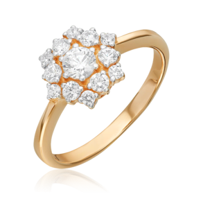 Кольцо из красного золота с фианитами