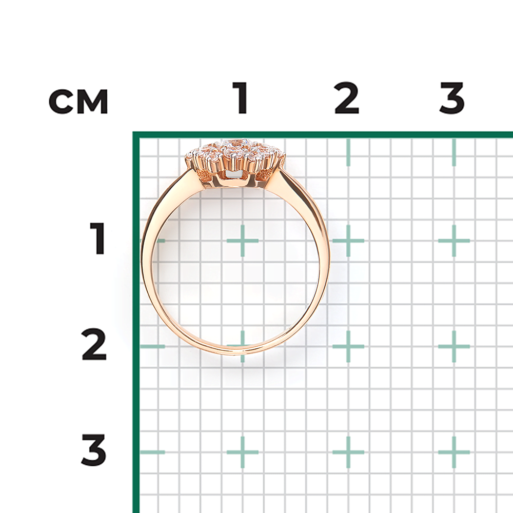 Кольцо из красного золота с фианитами 01-3480-00-501-1110-38