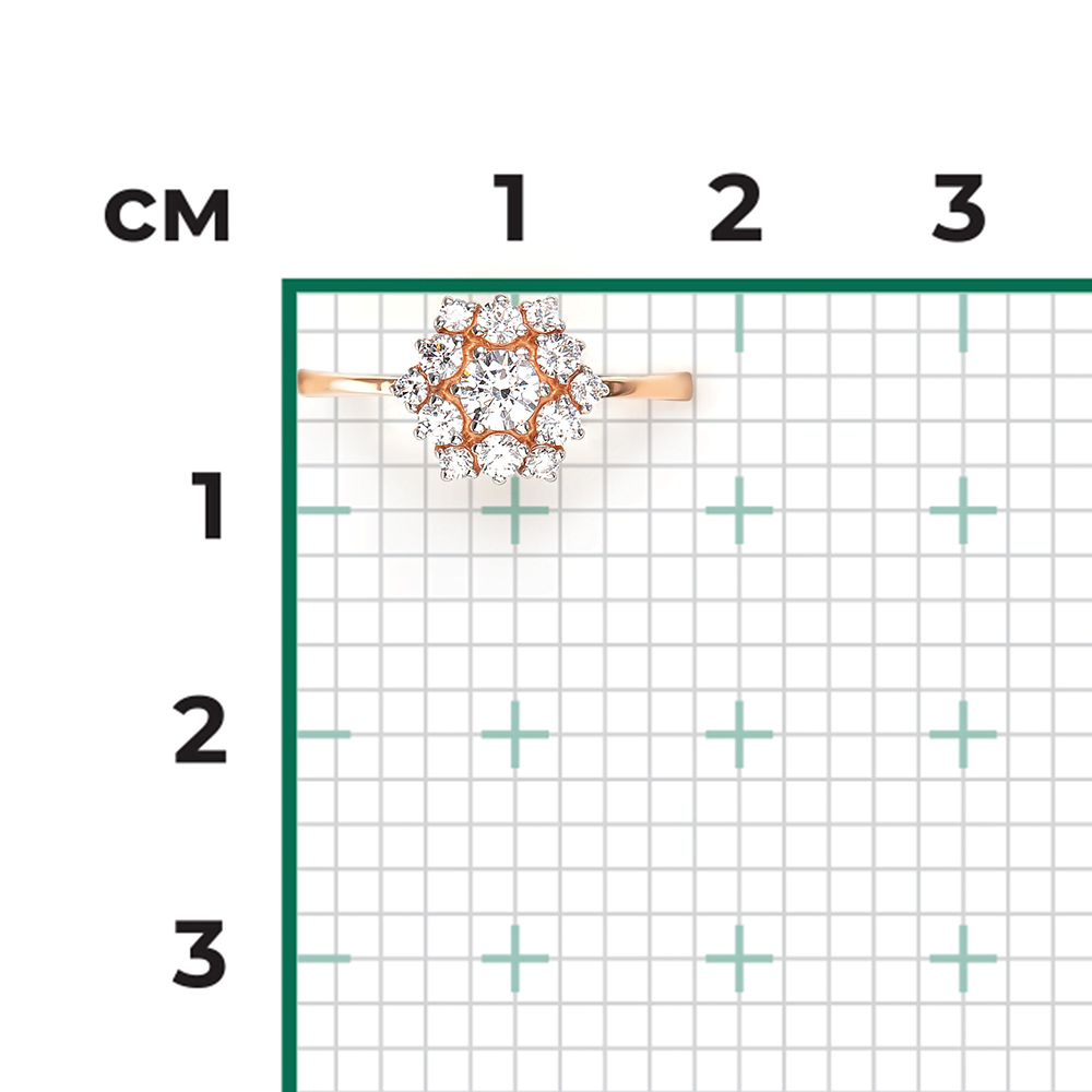Кольцо из красного золота с фианитами 01-3480-00-501-1110-38