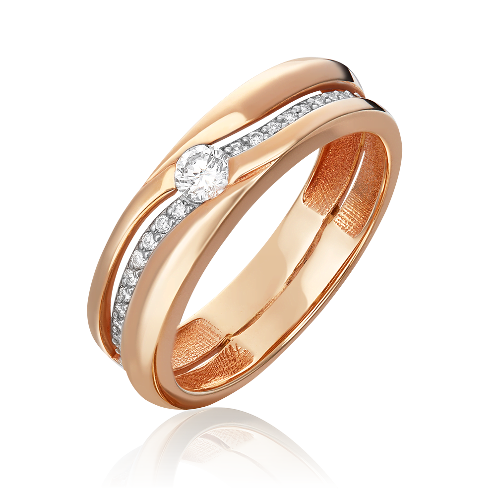 Кольцо из красного золота с бриллиантами 01-1604-00-101-1110-30