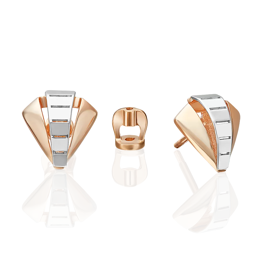 Серьги-пусеты из комбинированного золота 02-5382-00-000-1111