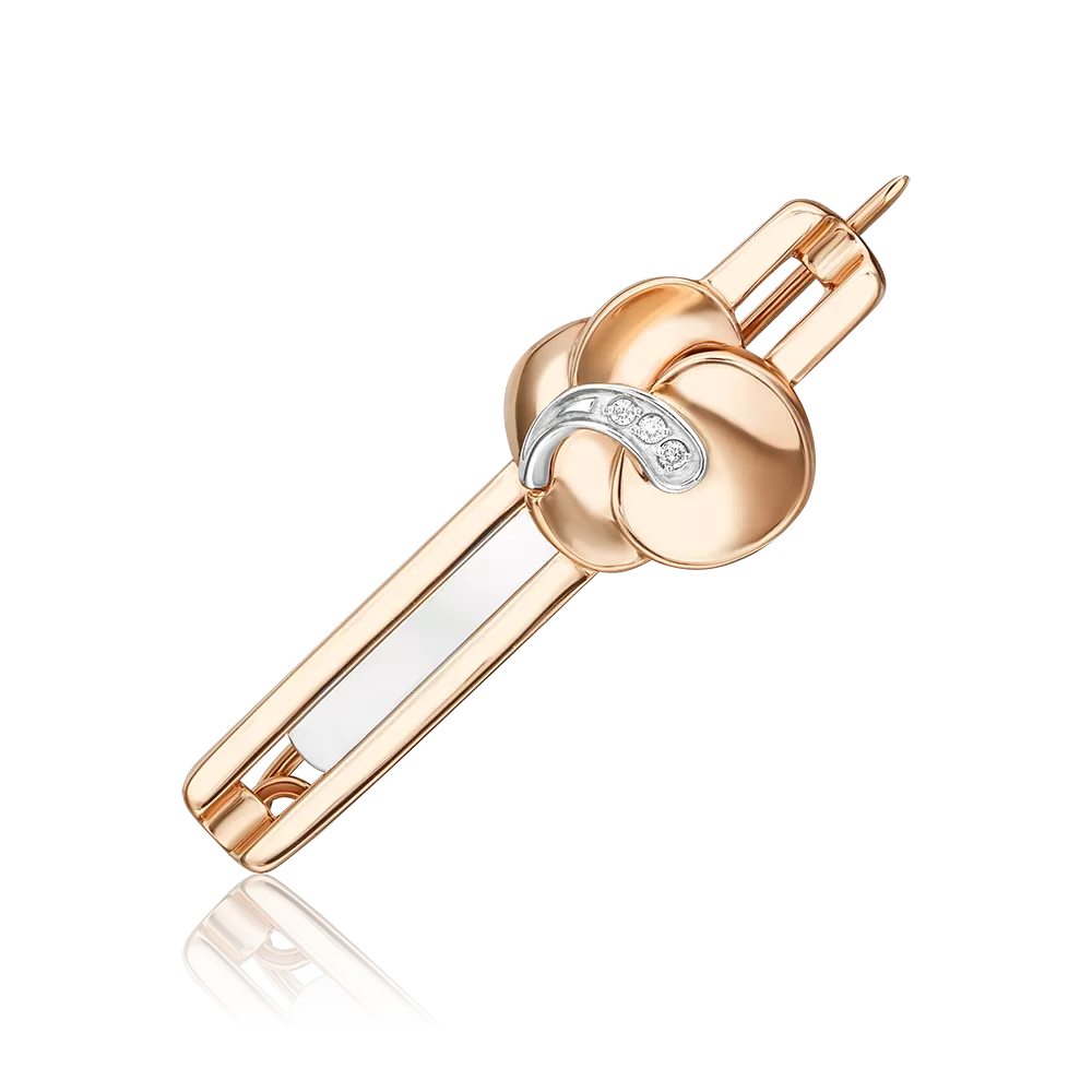 Брошь из комбинированного золота с бриллиантами 04-0271-00-101-1111