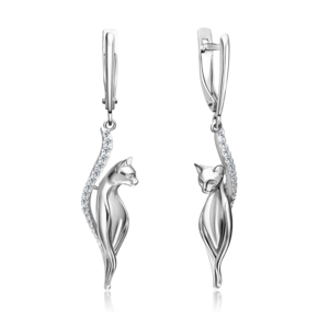 Серьги «Грация» с английским замком из серебра с фианитами 02-4396-00-401-0200