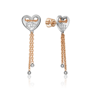 Серьги-пусеты из комбинированного золота 02-4373-00-000-1111-63