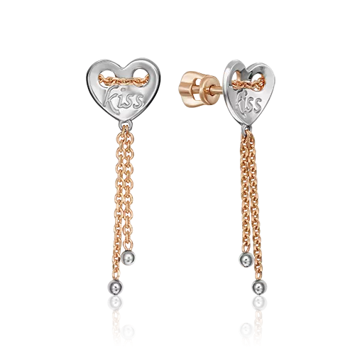 Серьги-пусеты из комбинированного золота 02-4373-00-000-1111-63