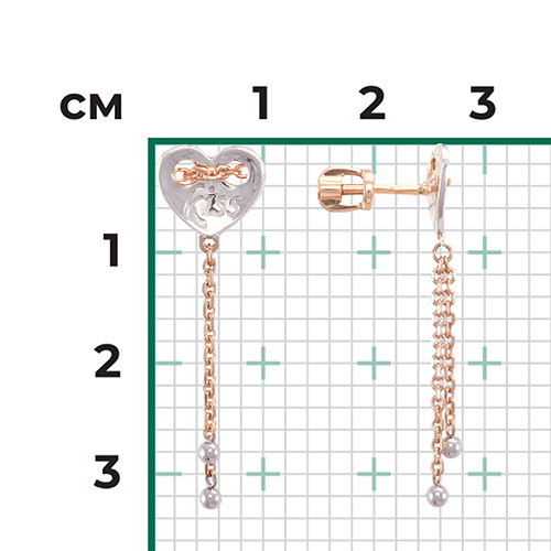 Серьги-пусеты из комбинированного золота 02-4373-00-000-1111-63